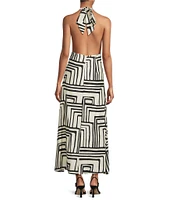 Lucy Paris Delaney Geometric Halter Neck Sleeveless Maxi Dress