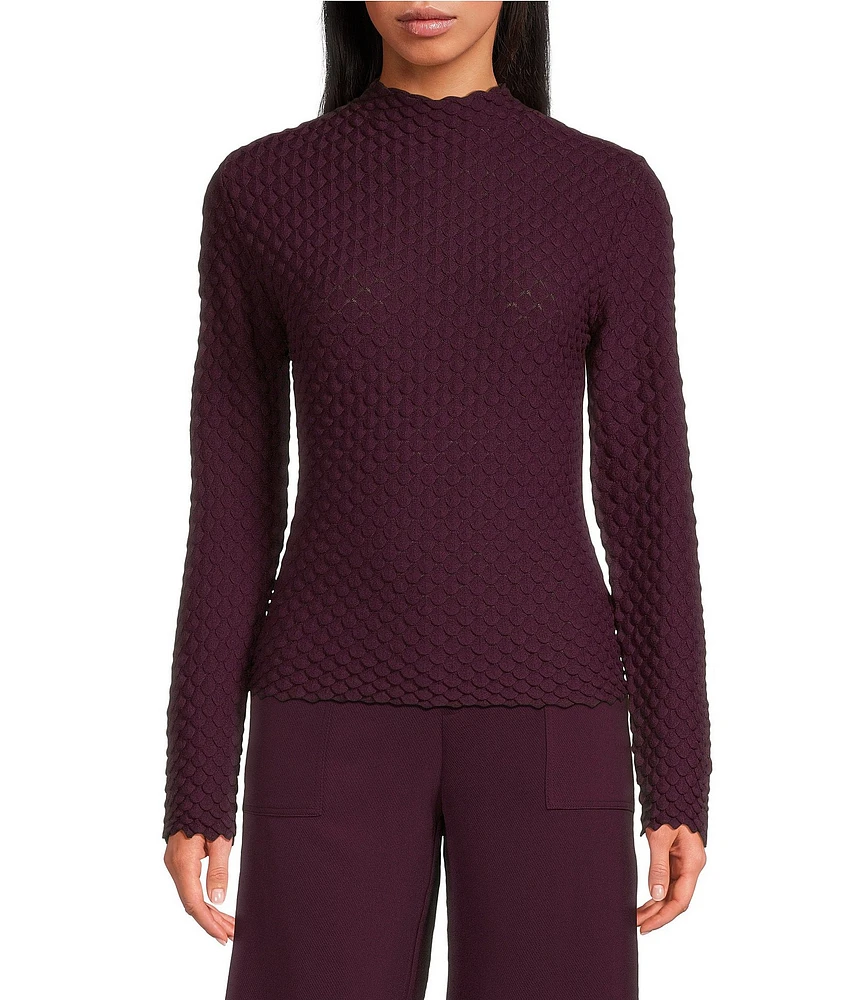Lucy Paris Dune Bubble Mock Neck Long Sleeve Top