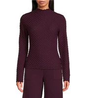 Lucy Paris Dune Bubble Mock Neck Long Sleeve Top