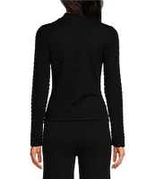 Lucy Paris Dune Bubble Mock Neck Long Sleeve Top