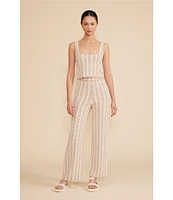 Lucy Paris Coordinating Fiji Geometric Print Square Neck Sleeveless Cropped Knit Tank