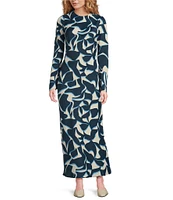 Lucy Paris Geometric Print Scoop Neck Long Sleeve Maxi Dress