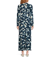 Lucy Paris Geometric Print Scoop Neck Long Sleeve Maxi Dress