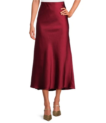 Lucy Paris Katianna Satin Pull On Midi Skirt