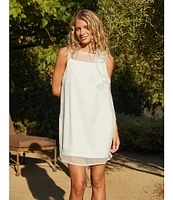Lucy Paris Kenia Sheer Scoop Neck Sleeveless 3D Floral Shift Dress