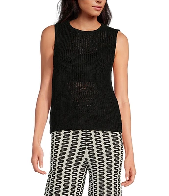 Lucy Paris Kida Crochet Scoop Neck Sleeveless Sweater Tank