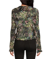 Lucy Paris Knit Niamh Mesh Long Sleeve V-Neck Top