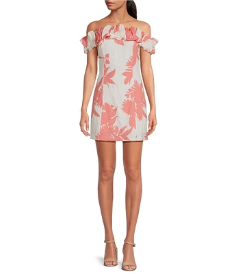 Lucy Paris Kynzie Floral Print Off-The-Shoulder Ruffle Sheath Dress