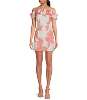 Lucy Paris Kynzie Floral Print Off-The-Shoulder Ruffle Sheath Dress