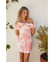 Lucy Paris Kynzie Floral Print Off-The-Shoulder Ruffle Sheath Dress