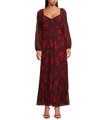 Lucy Paris Lissie Floral Print V-Neck Long Sleeve Maxi Dress