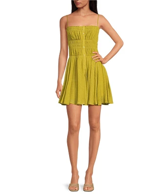 Lucy Paris Malvina Square Neck Sleeveless Smocked Bodice Mini Dress