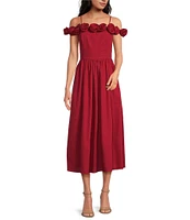 Lucy Paris Marbella Off-The-Shoulder Rosette Maxi Dress
