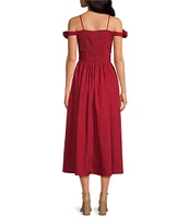 Lucy Paris Marbella Off-The-Shoulder Rosette Maxi Dress