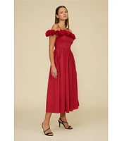 Lucy Paris Marbella Off-The-Shoulder Rosette Maxi Dress