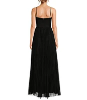 Lucy Paris Mesh Tulle Sweetheart Neck Sleeveless Bow Detail Maxi Dress