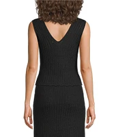 Lucy Paris Nara Crochet Knit 3D Rosette V-Neck Sleeveless Coordinating Crop Tank