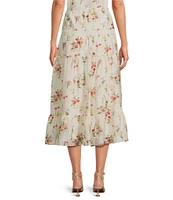 Lucy Paris Olivia Floral Print Tiered Hem Coordinating Midi Skirt
