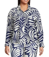 Lucy Paris Plus Carlen Coordinating Printed Long-Sleeve Cargo-Pocket Blouse
