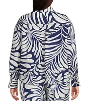 Lucy Paris Plus Carlen Coordinating Printed Long-Sleeve Cargo-Pocket Blouse