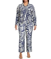 Lucy Paris Plus Carlen Coordinating Printed Long-Sleeve Cargo-Pocket Blouse