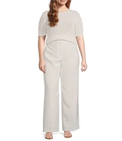 Lucy Paris Plus Elise Short Sleeve Sweater Knit Top