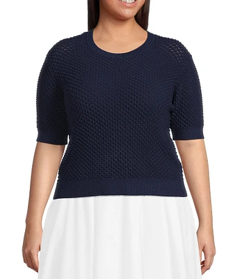 Lucy Paris Plus Elise Short Sleeve Sweater Knit Top
