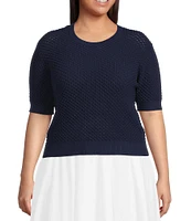 Lucy Paris Plus Elise Short Sleeve Sweater Knit Top