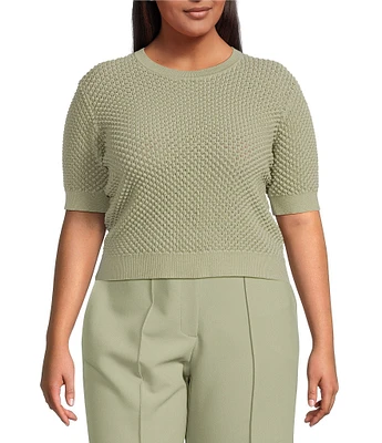 Lucy Paris Plus Elise Short Sleeve Sweater Knit Top