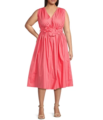 Lucy Paris Plus Ilona Sleeveless Floral Applique Midi Dress