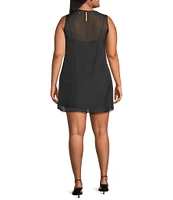 Lucy Paris Plus Kenia Floral Applique Sleeveless Mini Shift Dress