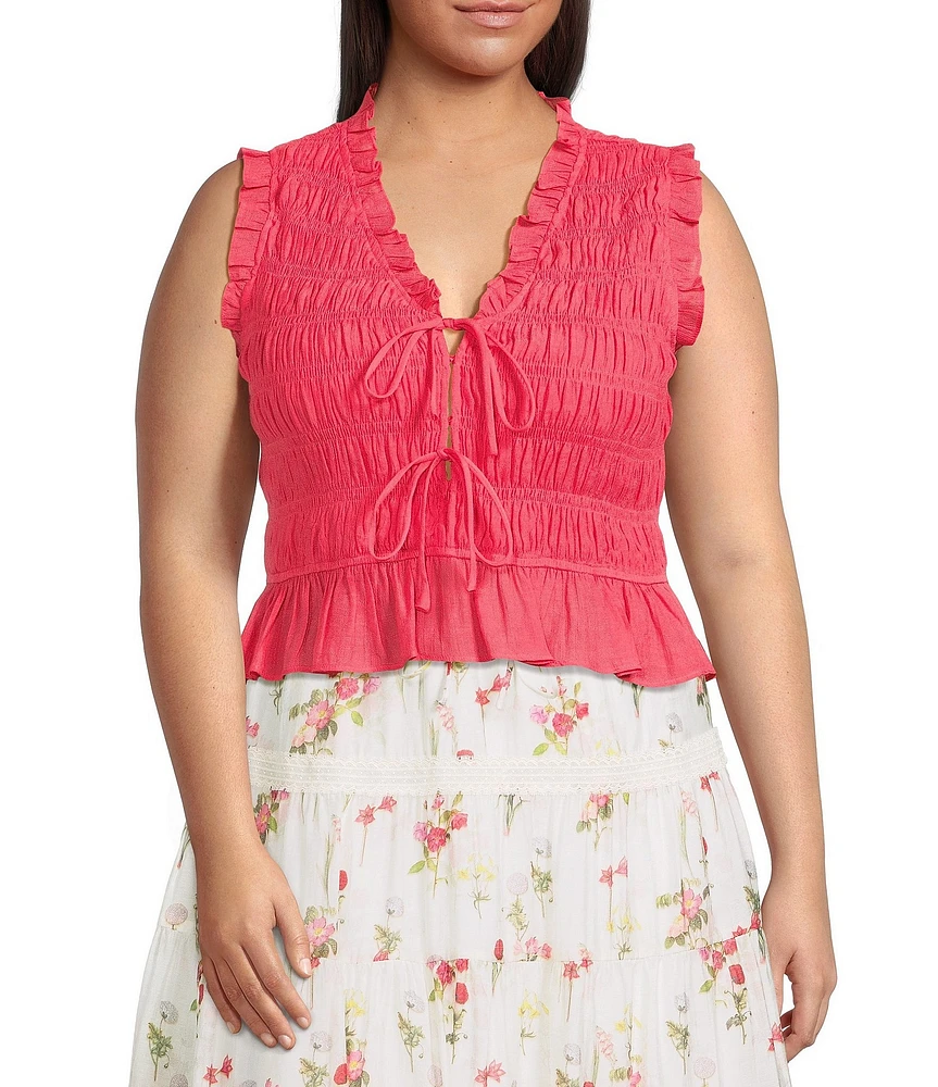 Lucy Paris Plus Livia Smocked Ruffle Short Sleeve Blouse