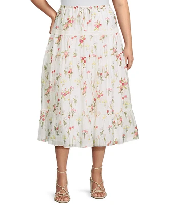 Lucy Paris Plus Olivia Tiered Floral Midi Skirt