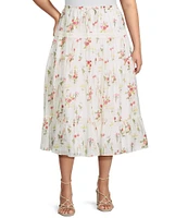 Lucy Paris Plus Olivia Tiered Floral Midi Skirt