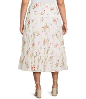 Lucy Paris Plus Olivia Tiered Floral Midi Skirt