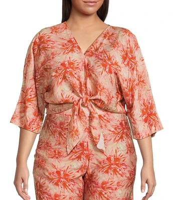 Lucy Paris Plus Rae Printed Tie Top Blouse
