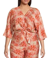 Lucy Paris Plus Rae Printed Tie Top Blouse