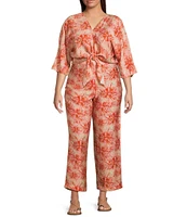 Lucy Paris Plus Rae Printed Tie Top Blouse