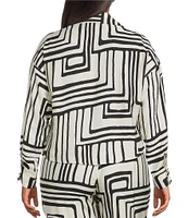 Lucy Paris Plus Rue Button Down Tie Front Printed Coordinating Blouse