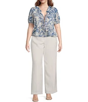 Lucy Paris Plus Size Bea Short-Sleeve Printed Ruffled Top