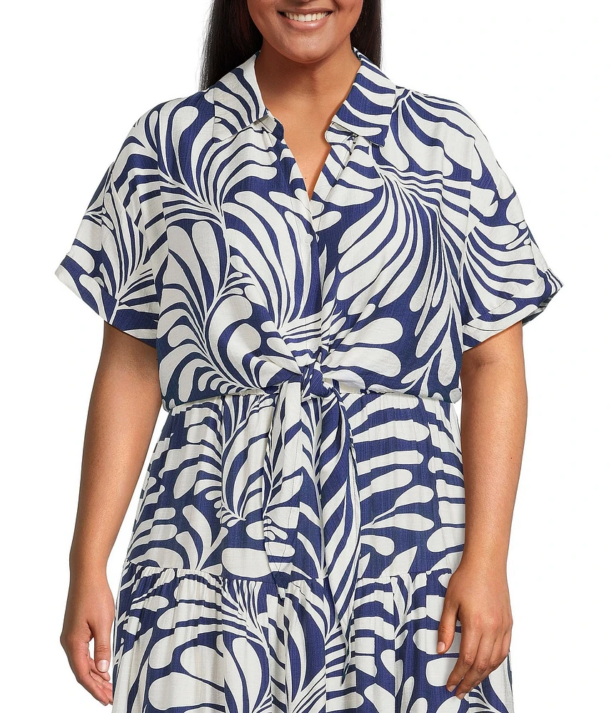 Lucy Paris Plus Size Emily Short-Sleeve Knotted-Tie-Detail Coordinating Top