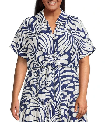 Lucy Paris Plus Size Emily Short-Sleeve Knotted-Tie-Detail Coordinating Top