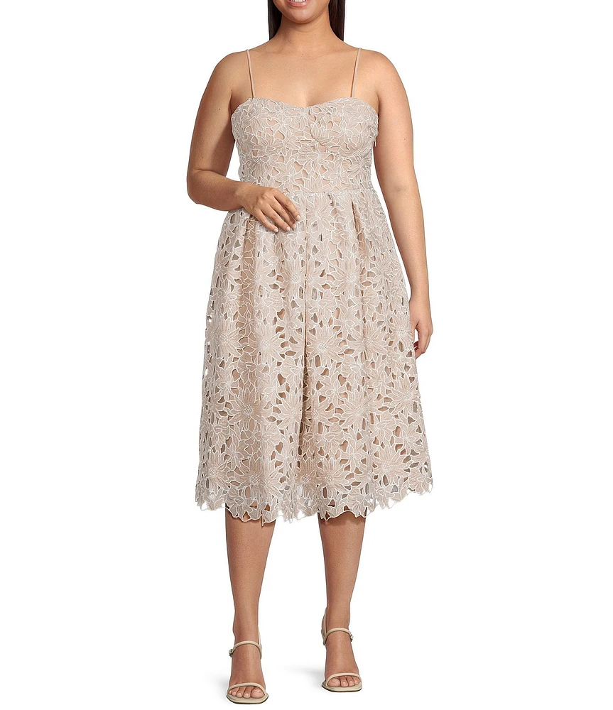 Lucy Paris Plus Size Mona Sleeveless Lace Midi Dress