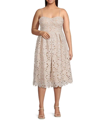 Lucy Paris Plus Size Mona Sleeveless Lace Midi Dress