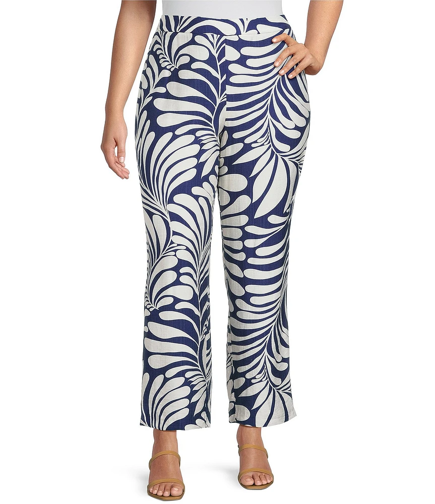 Lucy Paris Plus Size Rue Printed Satin Ankle Pants