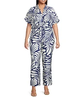 Lucy Paris Plus Size Rue Printed Satin Ankle Pants
