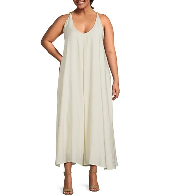 Lucy Paris Plus Sutton Halter Beaded V-Neck Shift Dress