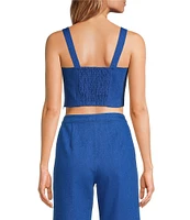 Lucy Paris Coordinating Renna Square Neck Sleeveless Denim Crop Top