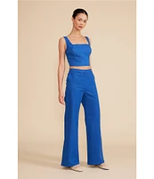 Lucy Paris Coordinating Renna Square Neck Sleeveless Denim Crop Top