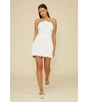 Lucy Paris Rosette Halter Fit & Flare Drop Waist Faye Bubble Dress